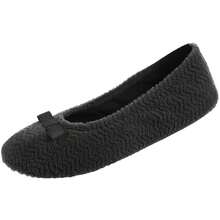 Isotoner Women's Diamond Microterry Gemma Ballerina Slippers With Memory Foam Comfort And Suede Sole-405868 - 黑色雪佛龍 - 查看 2
