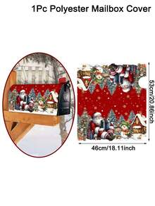 1 szt. Wesołych Świąt Bożego Narodzenia, standardowa osłona na skrzynkę pocztową z motywem choinki i bałwana Świętego Mikołaja, 21" x 18", trwała poliestrowa osłona na skrzynkę pocztową, dekoracja skrzynki pocztowej do domu, ogrodu, na zewnątrz, dekoracja świąteczna - Wielokolorowe - Zobacz 17