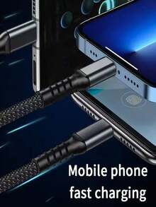 3-In-1 Charging Cable, Transparent Luminous Nylon Braided Fast Charging & Data Transfer Cable