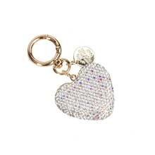 1pc Fashionable Heart-Shaped Keychain With Sparkling Rhinestones, Lovely Gift For Women, Girlfriend, Couples, Car Key Chain, Suitable For Birthday, Christmas, Easter, Valentine's Day, Mother's Day, Party Bag Charms Car Accessories Teacher Sister Gift Ideas