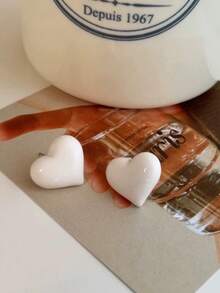 一对简约滴油心形耳环，优雅精致，适合日常穿着 - 咖啡 - 查看 19