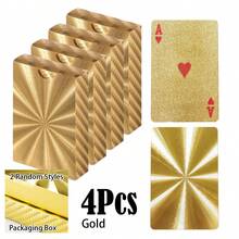 Playing Cards Foil Poker Cards Deck Of Cards 24K Gold Foil Poker Cards Gold Playing Cards Foil Waterproof Playing Cards Waterproof Plastic Cards For Family Game Party - Durable And Stylish Deck Of Cards, Christmas, Halloween, Thanksgiving Day, Valentine's Day, Easter, Birthday Gift (Mixed Color, Retro Style)