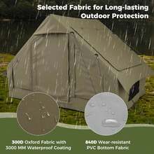 Lifezeal Costway 4-6 People Inflatable Tent With 4 Mesh Screen Windows 2 Doors Skylight Carrying Bag - 綠色 - 查看 5