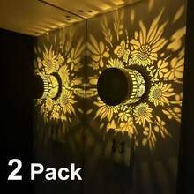 أضواء الحائط الشمسية الخارجية، أضواء الحائط الشمسية المعدنية ذات موضوع عباد الشمس - أضواء جنية خارجية IP65 لحديقة، حفلات وعيد الميلاد، أضواء أجواء الحفلات، لديكور الحديقة والمناظر الطبيعية والفناء والحديقة والممر، هدية عيد