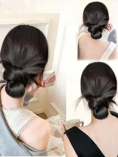 1 件凌乱发髻发夹，优雅慵懒女士发型配饰，自然蓬松发髻发片，简单造型，一个发夹秋季时尚女士发夹冬季发饰，适合女士度假装扮