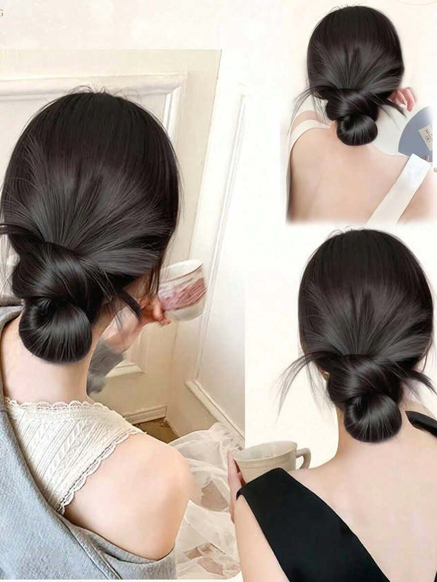 1 件凌乱发髻发夹，优雅慵懒女士发型配饰，自然蓬松发髻发片，简单造型，一个发夹秋季时尚女士发夹冬季发饰，适合女士度假装扮 - 彩色 - 查看 1