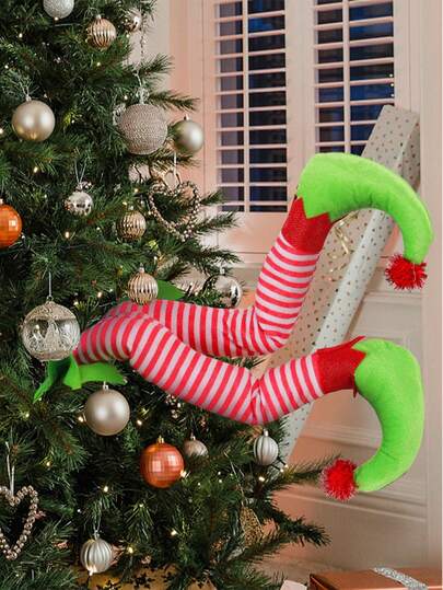 1 Stück Weihnachtsmann Plüsch Bein Klebrige Baumspitze Dekorationen - Weihnachten Innen- und Außendekoration, Party Ornamente und Dekorationen für Partydekoration, Weihnachtsdekorationen, Winterraumdekoration