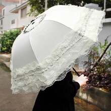 Vintage Lace Parasol Gothic Lolita Umbrella UV Sun Protection Witch Cosplay Photoshoot Props Party Decoration Local Shipping - Black - View 2