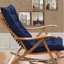 Winter And Autumn Brushed-Back High-Backed Chair Seat Cushions For Dining/Kitchen/Office Use. With Straps And Thickened Integrated Rocking Chair Cushions. Suitable For Indoor/Outdoor Furniture, Terrace Chair Cushions (48*120cm, 1/2 Piece) - 藏蓝色 - 查看 5