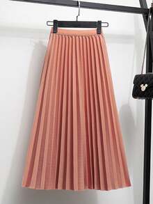 Pleated Skirts For Women Bottoms Fall Clothes Business Casua Leather Pink Long Skirt
