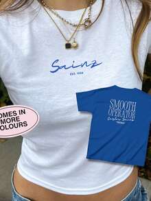 Carlos Sainz Shirt Vintage F1 Racing Womens Baby Tee Back Design Color Baby Tee Retro Car Enthusiast - 白色 - 查看 1