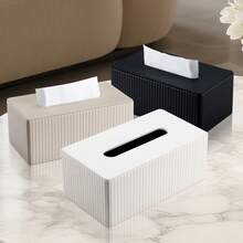 Elegant Italian-Style Tissue Box, Roman Column Striped PU Leather Tissue Box Holder, Suitable For Living Room, Bathroom, Bedroom, Dining Room And Car / Durable And Fashionable Tissue Dispenser Bathroom Accessories - Multicolor - View 10
