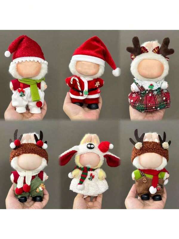 [Clothes Only] New Hot Selling 17cm Plush Doll Outfit Set, Cute Christmas Costume For Labubu Doll