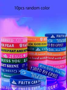 20pcs Bible Verse Bracelets - Silicone Bracelets Jesus Bracelets - Cute Christian Bracelets Colorful Wristbands - Comfortable & Lightweight - Perfect Religious Gift For Men & Women - Great Christmas Gift Idea - Multicolor - View 7