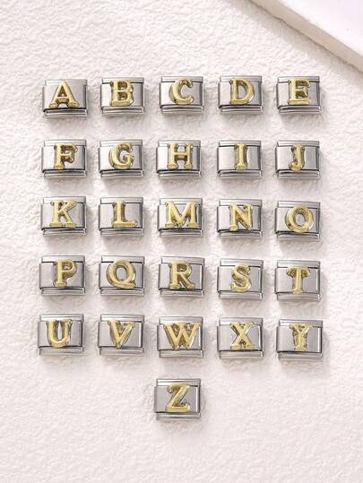 1 pieza Cadena de pulsera modular con 26 letras, accesorio de joyería DIY para soldar