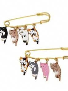 创意猫咪珐琅别针可爱猫咪胸针黑白橙灰粉猫咪胸针翻领徽章动物饰品 - 均碼 - 查看 5