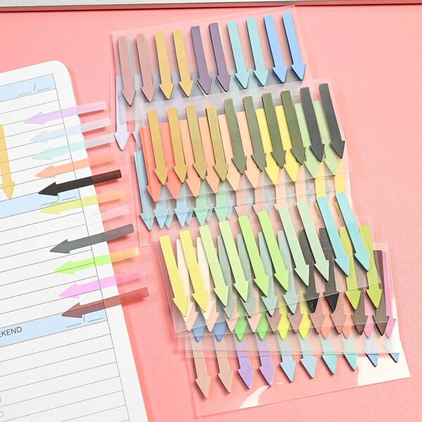 1/2pcs 200 Sheets Gradual Color Arrow Index Tabs For Students' Note Taking, Highlighting & Sticky Notes