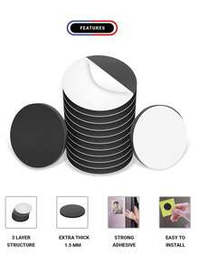 Round Refrigerator Magnets, Strong Self-Adhesive Magnetic Stickers For Whiteboard, Blackboard - Black - View 5