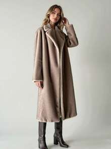New Women Long Faux Fur Teddy Fleece Winter Coat, Fashionable And Versatile