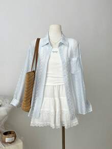 American Retro Unique Design Women Loose Casual Long Sleeve Sun Protection Shirt Jacket