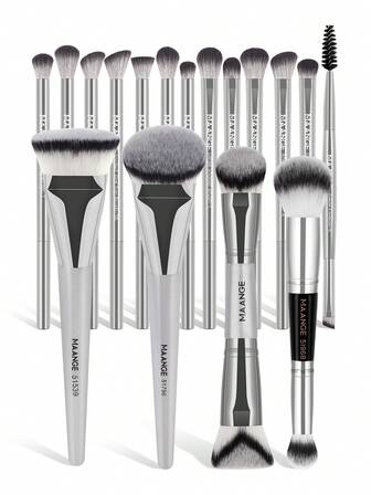 MAANGE 3/4/17 piezas Juego de brochas profesionales, brocha para base de maquillaje, brocha de cabeza plana y oblicua y redonda, brocha básica de doble extremo para polvo, brocha para nariz y sombra de ojos, brocha para sombra de ojos, brocha para iluminador, herramientas de maquillaje con fibra suave para un fácil transporte, brocha para viaje, regalo para mujeres, juego de brochas, kit de brochas de maquillaje, set de brochas de maquillaje, kit de maquillaje completo, set de brochas de maquillaje, kit de maquillaje completo, kit de brochas, set de brochas de maquillaje, set de regalo de maquillaje