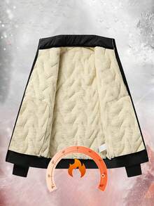 男士休闲时尚夹克，户外保暖加厚外套，秋冬季 - 黑色 - 查看 4