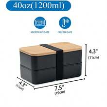 2 piezas/Set Caja de almuerzo portátil sellada con tapa y bolsa refrigeradora, bolsa de almacenamiento de alimentos simple y grande, caja de almuerzo apilable, recipiente para bocadillos. Adecuado para volver a la escuela, la universidad, la oficina, el campamento, el picnic, los útiles escolares, la organización y los accesorios de cocina, volver a la escuela - Multicolor - Ver 7