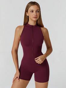 MASKERT Women's Yoga Jumpsuit Exercise Short Sleeved Sports Jumpsuit Quick Drying High Elasticity Jumpsuit