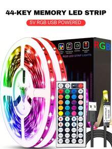 ONELEDWANGRX 1 pezzo Telecomando a 44 tasti con memoria per strisce LED per decorazione festa della mamma, set di strisce luminose RGB da 1m-15m/3,3ft-50ft a 5V USB, luce notturna a LED multicolore con fili di rame, adatta per retroilluminazione TV, illuminazione ambiente di soggiorno, camera da letto, barra luminosa al neon, effetto scintillante