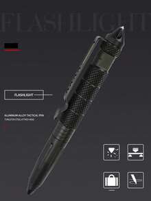 1 Penna tattica militare con 1 ricarica nera e vetro infrangibile, adatta per uomini, padri, mariti e le loro tattiche di sopravvivenza multifunzionali