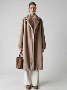 New Women Long Faux Fur Teddy Fleece Winter Coat, Fashionable And Versatile