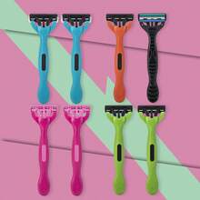 16片/包 彩色三层剃须刀片，女士安全剃须刀，含芦荟润滑配方，脱毛剃须刀 - 彩色 - 查看 7