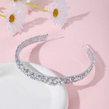 1 pieza Diadema elegante y minimalista para mujer con cristal blanco, rhinestone y brillo, adecuada para el peinado diario, diadema para el cabello como accesorio para el cabello de las mujeres