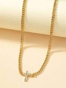 Feminine Fashion Elegant Cross Pendant Necklace Cold Style Simple Vintage Clavicle Chain - Silver - View 6