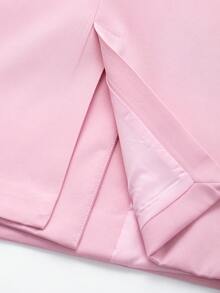 Old Money Women's Loose Fit Double-Breasted Lapel Casual Blazer Jacket, Solid Color Long Sleeve, Minimalist & Fashionable, Suitable For Spring/Autumn/Winter