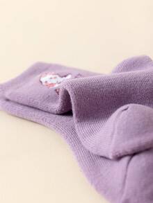 5 Pairs Girls' Crew Socks, Solid Colors Rabbit & Letter Prints, Soft & Warm, Thick Casual Mid-Calf Socks, Cute & Fashionable, Suitable For Autumn/Winter - Multicolor - View 7