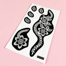 Henna Stencil, Temporary Tattoo Stencil For Hand And Foot - Black - View 7
