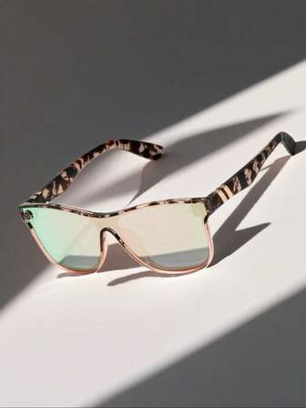 1 st. rosa fyrkantiga strömlinjeformade snygga modeglasögon, lämpliga för utomhussporter, vardagskläder, gatufotografering, strandsemester, utomhusaktiviteter, julklapp