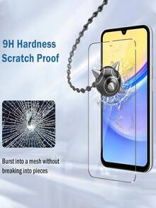 适用于三星 Galaxy A16 5G、A15、A16、A26、A36、A56、A55、A05S、A24、A34、A14、A54 的二合一钢化玻璃屏幕保护膜，包含 1 片屏幕保护膜和 1 片摄像头镜头保护膜，[9H 硬度] [无气泡] 99.99% 高清玻璃膜 - 無色 - 查看 3