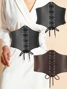 1pc Medieval Wide Leather Belt, Viking Knight Antique Belt, Women's Leather Corsets Lace-Up Sexy Body Shaper Gothic Clothing Corsets Medieval Belts Halloween