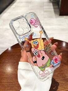 1pc Cute Spongebob Themed Perforated Anti-Drop Phone Case, Compatible With Apple 16/15/14/13/12/11 Pro Max/12 Pro/14 Plus And Other Models - Multicolor - View 2