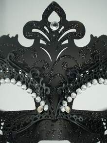 Couple Mask - Shiny Metal Wire Rispberry Rhinestone Venetian Mask Men's Carnival Mask (The Masks Are Hand-Painted, And The Lines May Be Errors, But They Do Not Affect The Use) - Black - View 9