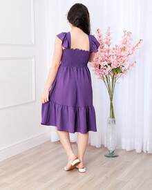 Short Plain Tank Top Dress - Morado - Ver 2