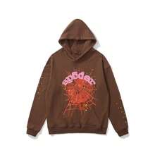 Spider Web Fashion Hip-Hop Printed Flower Hoodie, European And American Brand Large-Sized Loose Men's And Women's Hooded Sweatshirt Set - 棕色 - 查看 2