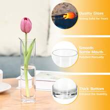 Superlele 15 / 30 Pack Glass Cylinder Bud Vases Set | 7.5 Inch Tall Clear Hurricane Candle Holders | Floating Glass Centerpiece Vases For Weddings, Parties, Home Table Decor | Transparent Flower Vases Bulk For Single Rose, Floral Arrangements | Slim Cylindrical Vases For Dining Room, Living Room, Bedroom, Office Desk Aesthetic Decor | Boho Wedding Decorations, Anniversary, Baby Shower, Valentine's Day Gift | Windproof Candle Jars With Thickened Glass Base | Modern Minimalist Home Accents, Boho Chic Table Decor, Event Centerpieces Supplies