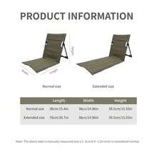 1 pieza Cojín de asiento con respaldo integrado para exteriores, silla plegable para camping y jardín, silla individual portátil para el ocio, para viajes y la playa