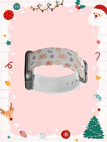 1 Peça Pulseira de Relógio Branca de TPU com Padrão Minimalista de Homem de Gengibre de Natal, Compatível com 38/40/41/42/44/45/49mm Ultra/SE/10/9/8/7/6/5/4/3/2/1