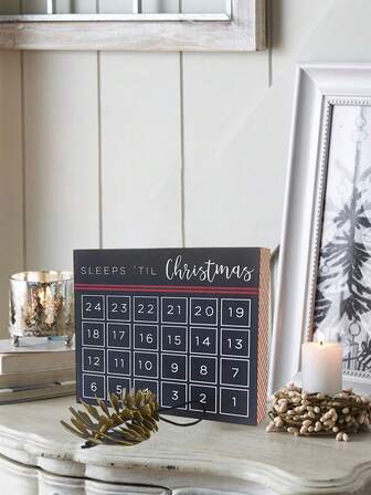 1 Piece Reuseable Wooden Advent Calendar Tabletop/Wall Decor,Classic Christmas Countdown Chalkboard,Santa Stop Here In X Days Christmas Wooden Sign For Window Side/Fireplace Decor, Sleeps Till Christmas Countdown Calendar Room Decor,Funny Snowman Christmas Ornaments, Holiday Countdown Decor,Calendario De Adviento Christmas Decorations Home Christmas Gifts Christmas Decor