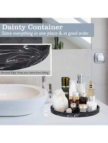 圆形黑色硅胶浴室托盘、梳妆台托盘、用于洗涤器、乳液瓶、化妆品、香水、珠宝、蜡烛、钥匙饰品环的小饰品托盘 - 彩色 - 查看 9