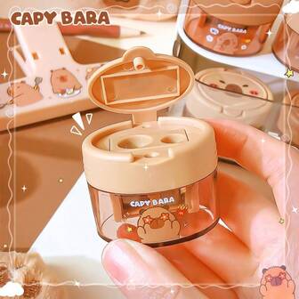 1pc/3pcs/5pcs Capybara Shaped Manual Pencil Sharpener, Cute Capybara Design Pencil Sharpener In Random Colors, Manual Pencil Sharpener With Cartoon Cap, Suitable For School And Office, Suitable For Pencils And Makeup Pencils, Compact Pencil Sharpener, Portable Desktop Decorative Pencil Sharpener, Student Learning Supplies, Favorite Gift For Kids, Children, Boys, Girls, School Supplies, Back To School